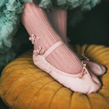 Velvet Bow Tights - Rose