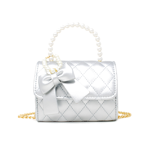Quilted Leather Pearl Bag - Silver – Pink Chicken