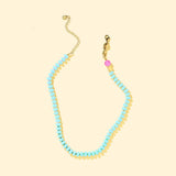 Haley Beaded Necklace - Sky Blue + Multi-Colored