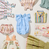 Girls Peachy Dress - Green Prairie Block Print