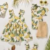Girls Via Dress - Banana Leaves