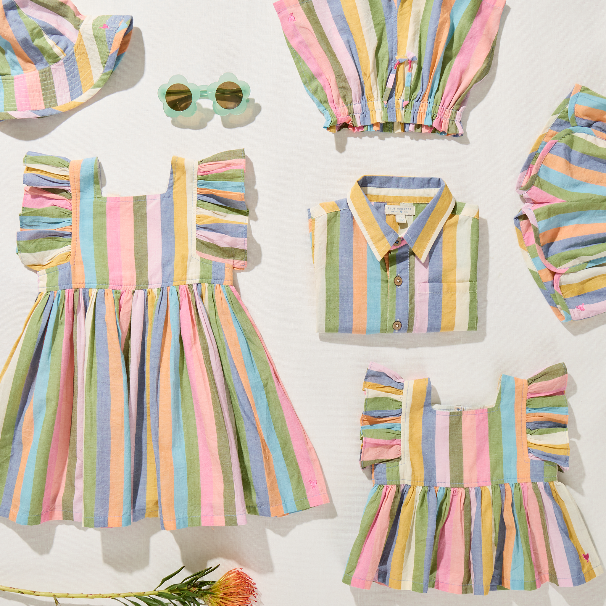 Girls Elsie Dress - Parade Stripe Pink Chicken Girls Elsie Dress - Parade Stripe Pink Chicken