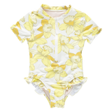 Girls Short Sleeve Arden Suit - Yellow Daffodils