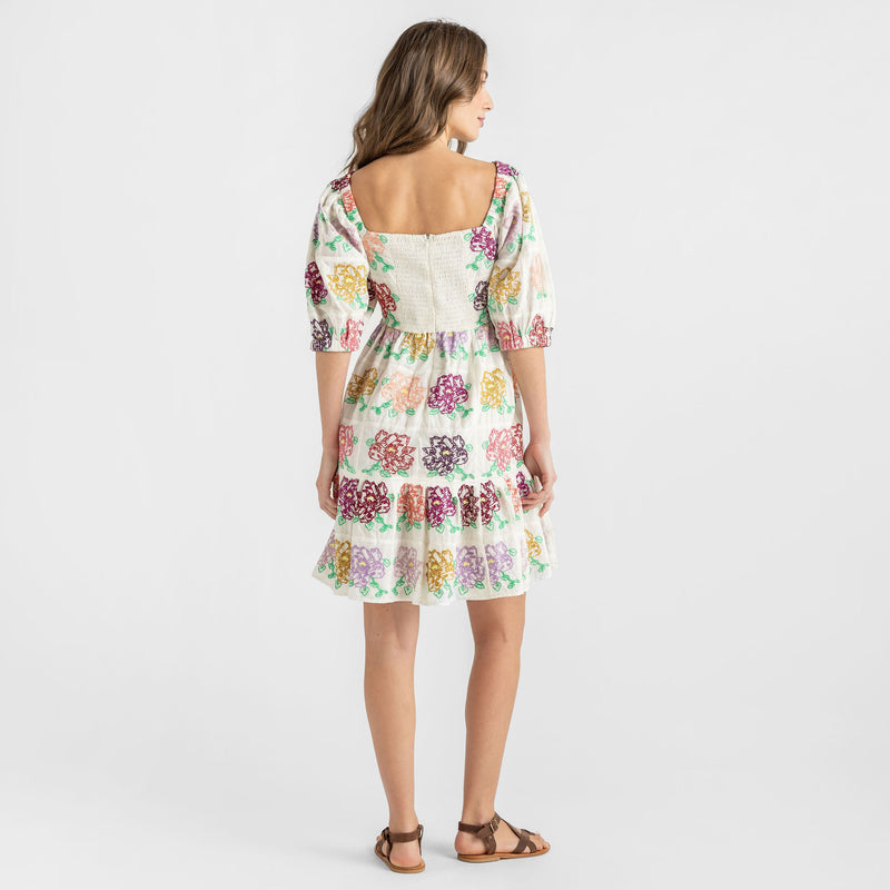 Womens Melissa Dress - Quilt Flower Embroidery