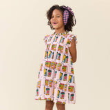 Girls Long Tail Bow - Pink Blue Check