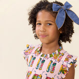 Girls Long Tail Bow - Chambray