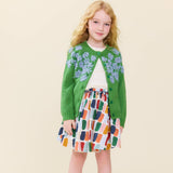 Girls Blossom Sweater - Blue Flower Embroidery
