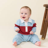 Baby Boys Albert Rugby Jumper - Blue Maroon
