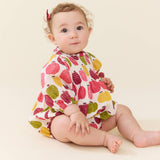 Baby Girls Stevie Puff Sleeve Bubble - Pink Delicious Apples