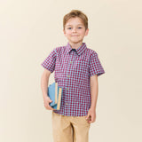 Boys Jack Shirt - Red Light Blue Check