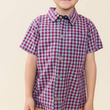 Boys Jack Shirt - Red Light Blue Check
