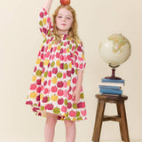 Girls Puff Sleeve Stevie- Pink Delicious Apples