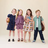 Girls Theodore Short - Pink Blue Check