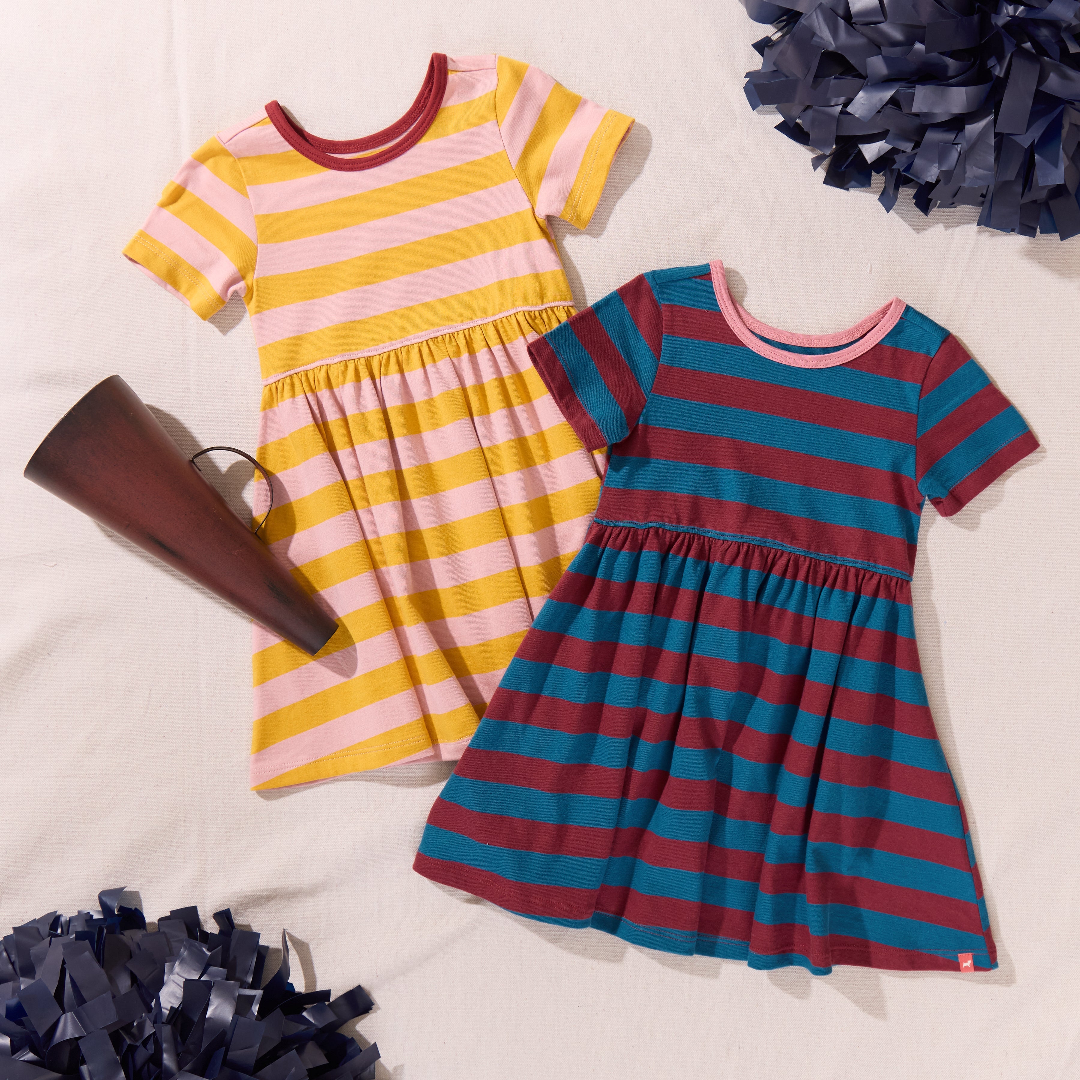 Sunny Dress - Pink and Yellow Stripes Pink Chicken Sunny Dress - Pink and Yellow Stripes Pink Chicken