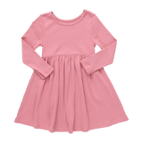 Sunny Long Sleeve Rib Dress - Dark Pink