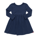 Sunny Long Sleeve Rib Dress - Navy