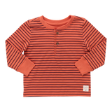 Scout Long Sleeve Henley - Orange Mini Stripe
