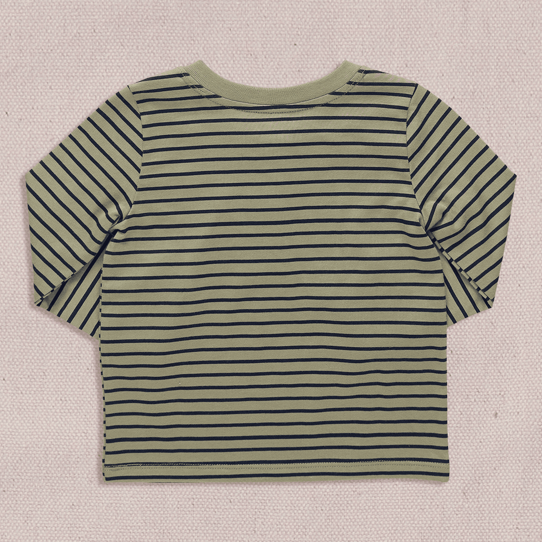 Scout Long Sleeve Henley T-Shirt - Green Mini Stripe | Pink Chicken