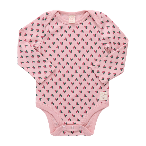 Baby Wonder Bodysuit - Pink Mini Half Hearts