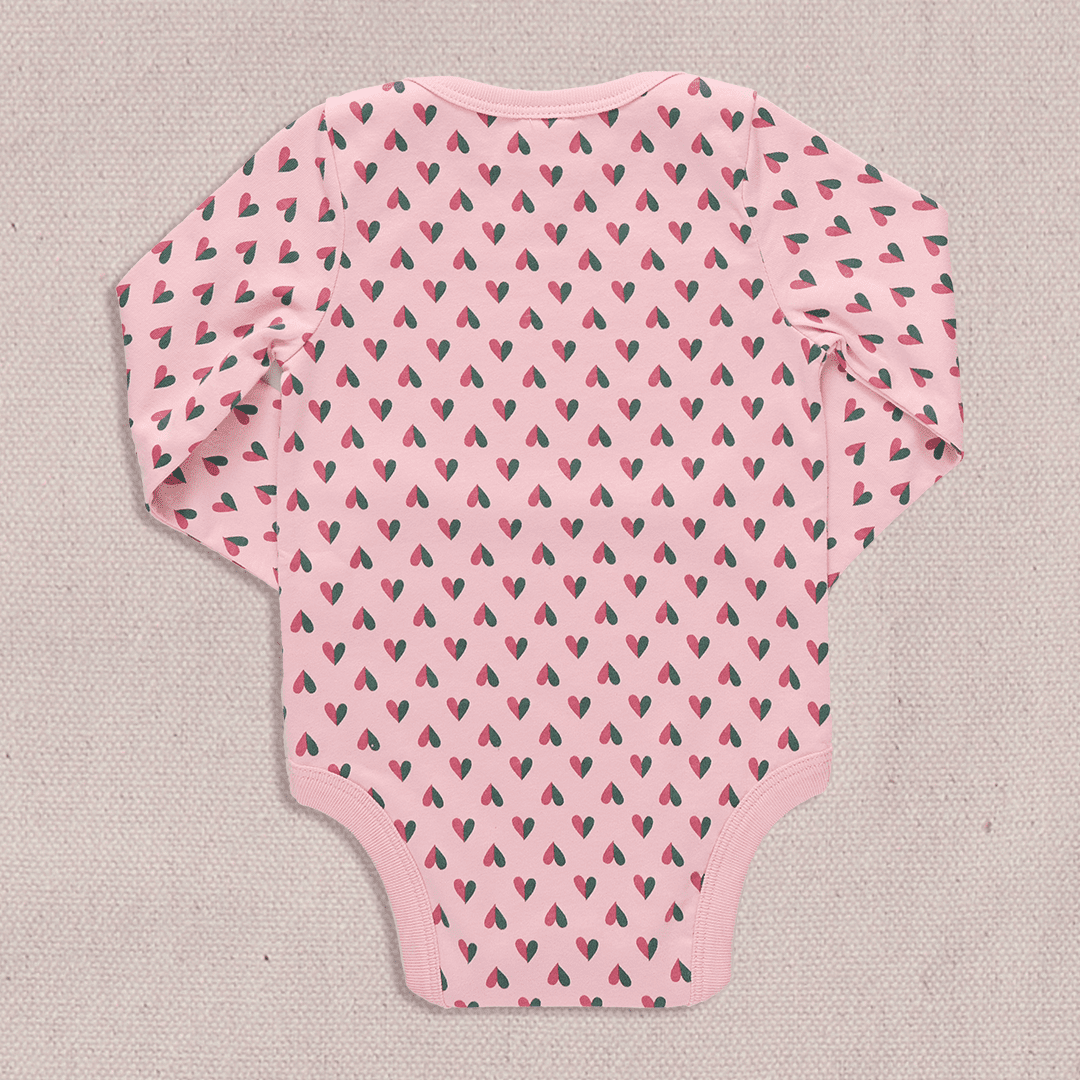 Baby Wonder Bodysuit - Pink Mini Half Hearts | Pink Chicken