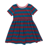 Sunny Dress - Teal and Burgundy Stripe