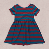 Sunny Dress - Teal and Burgundy Stripe | Pink Chicken