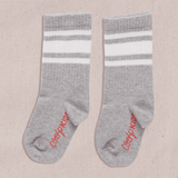Scooter Tube Sock - Heather Grey Stripe | Pink Chicken
