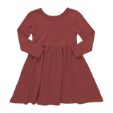 Sunny Long Sleeve Rib Dress - Dark Red