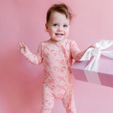 Baby Ruffle Bamboo Romper - Candy Cane Bows