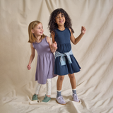 Joy Ruffle Rib Dress - Navy