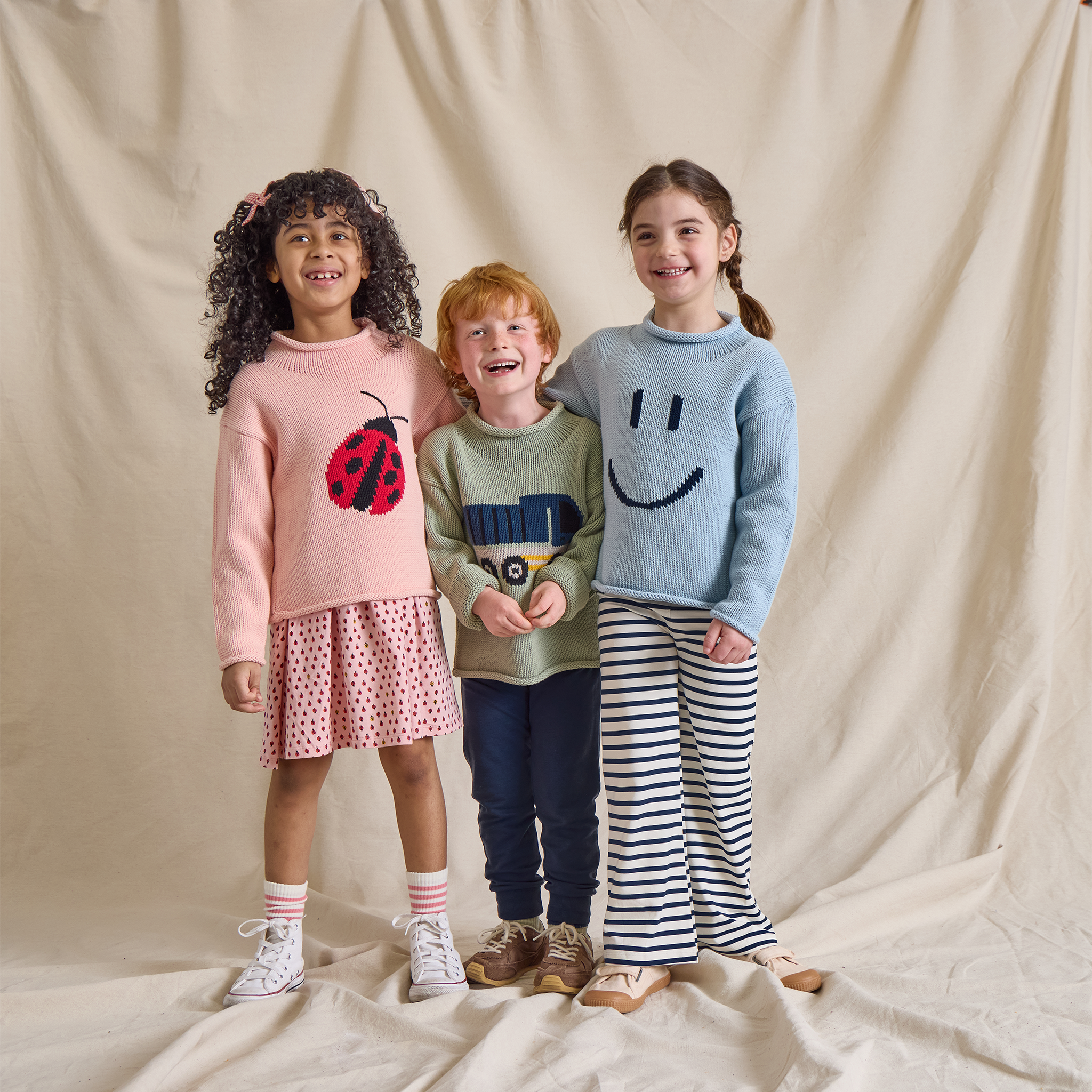 Classic Sweater - Blue Smiley – Pink Chicken Classic Sweater - Blue Smiley – Pink Chicken