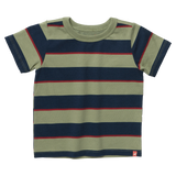 Adventure T-Shirt - Olive Navy Rugby Stripe