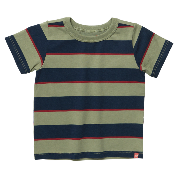 Adventure T-Shirt - Olive Navy Rugby Stripe