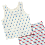 Baby Sleeveless Peekaboo Set - Sailboats