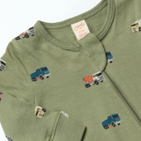 Baby Zip Romper - Trucks