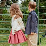 Boys Long Sleeve Jack Shirt - Navy Horse Embroidery