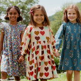 Girls Bea Dress - Multi Harvest Hearts