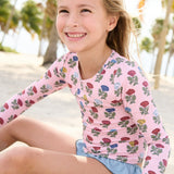 Girls Rash Guard Set - Multi Flower Drop