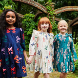 Girls Autumn Dress - Evergreen Buttercup Floral | Pink Chicken