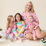 Womens Short Bamboo PJ Set - Pink Cupcakes