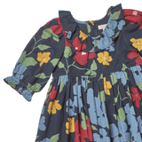 Girls Amara Dress - Navy Hibiscus Floral