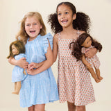Doll Elsie Dress - Blue Dewdrop Block Print