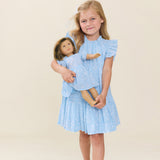Doll Elsie Dress - Blue Dewdrop Block Print