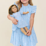 Doll Elsie Dress - Blue Dewdrop Block Print