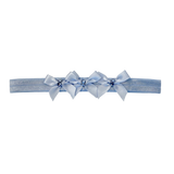 Small Satin Baby Band: Blue Bows