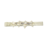 Small Satin Baby Band: Ivory Bows
