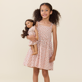 Doll Elsie Dress - Pink Prairie Block Print