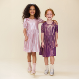 Girls Lame Laurie Dress - Glitter Pink