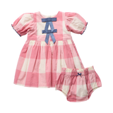 Baby Girls Hermione Dress Set- Pink Checks
