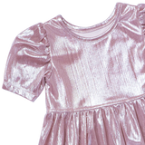 Girls Lame Laurie Dress - Glitter Pink